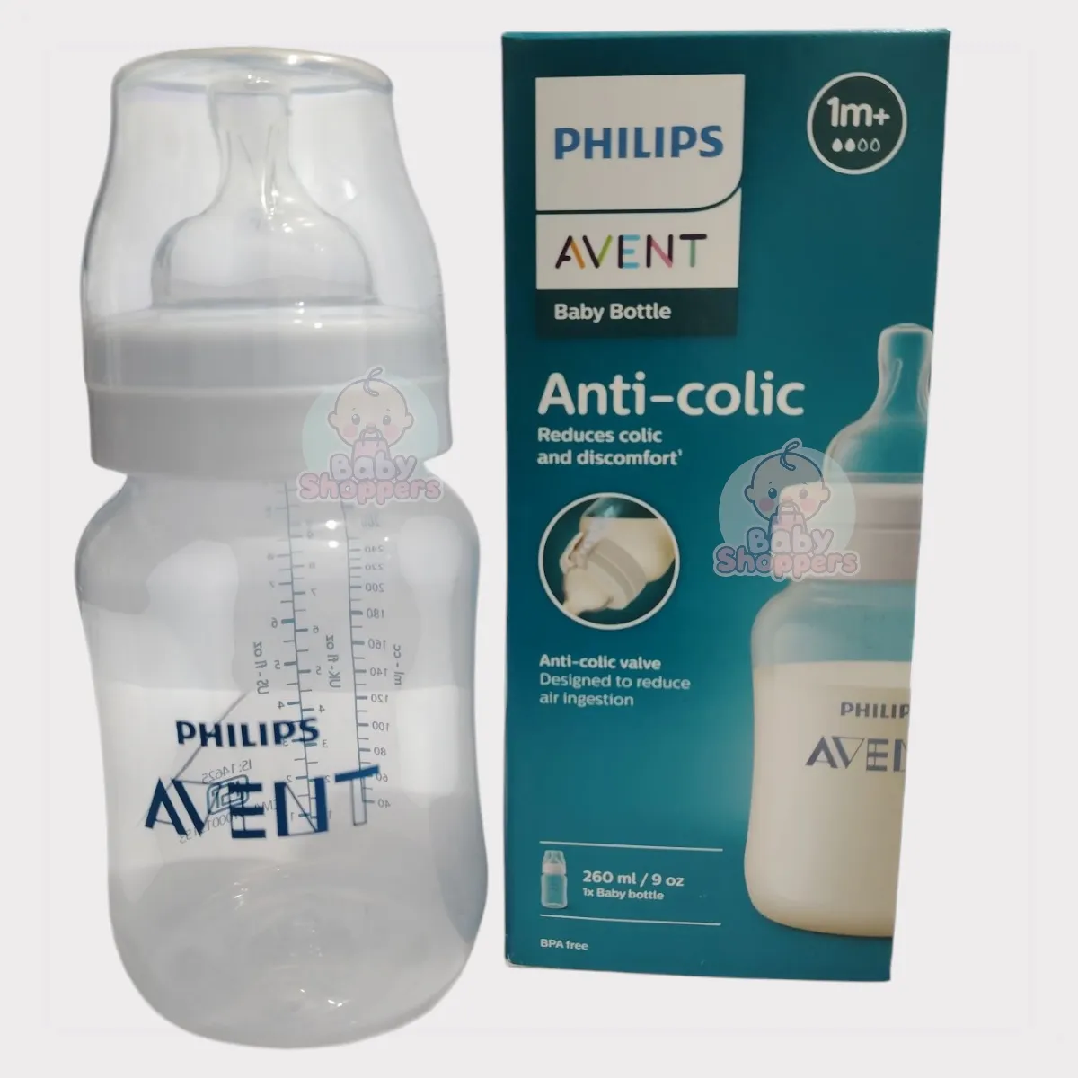 Philips Avent Anti-Colic Baby Feeding Bottle 1m+ 260ml Philips Avent Anti Colic Baby Feeding Bottle 1m 260ml Philips Avent Anti-Colic Baby Feeding Bottle 1m+ 260ml