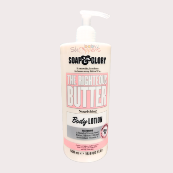 Soap & Glory The Righteous Butter Nourishing Body Lotion 500ml – Moisturizing Lotion with Shea Butter, Aloe Vera, and Vitamin E
