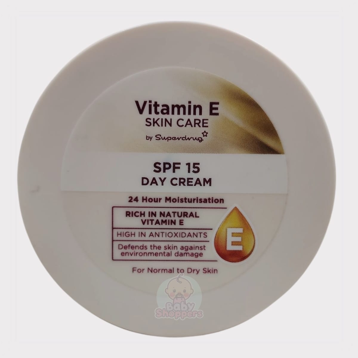 Superdrug Vitamin E SPF15 Moisturising Day Cream for Normal to Dry Skin 100ml Superdrug Vitamin E SPF15 Moisturising Day Cream for Normal to Dry Skin 100ml 1 Superdrug Vitamin E SPF15 Moisturising Day Cream for Normal to Dry Skin 100ml
