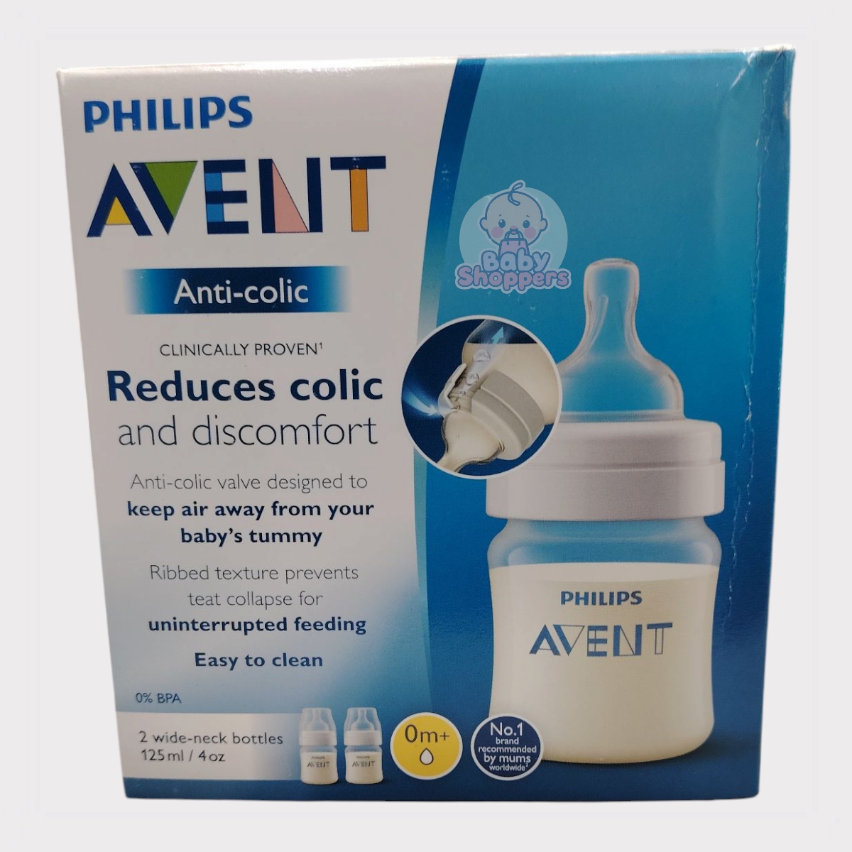 Philips Avent Anti-Colic Reduces Colic Feeding Bottles Twin Pack 125ml Philips Avent Anti Colic Reduces Colic Feeding Bottles Twin Pack 125ml Philips Avent Anti-Colic Reduces Colic Feeding Bottles Twin Pack 0m+ 125ml