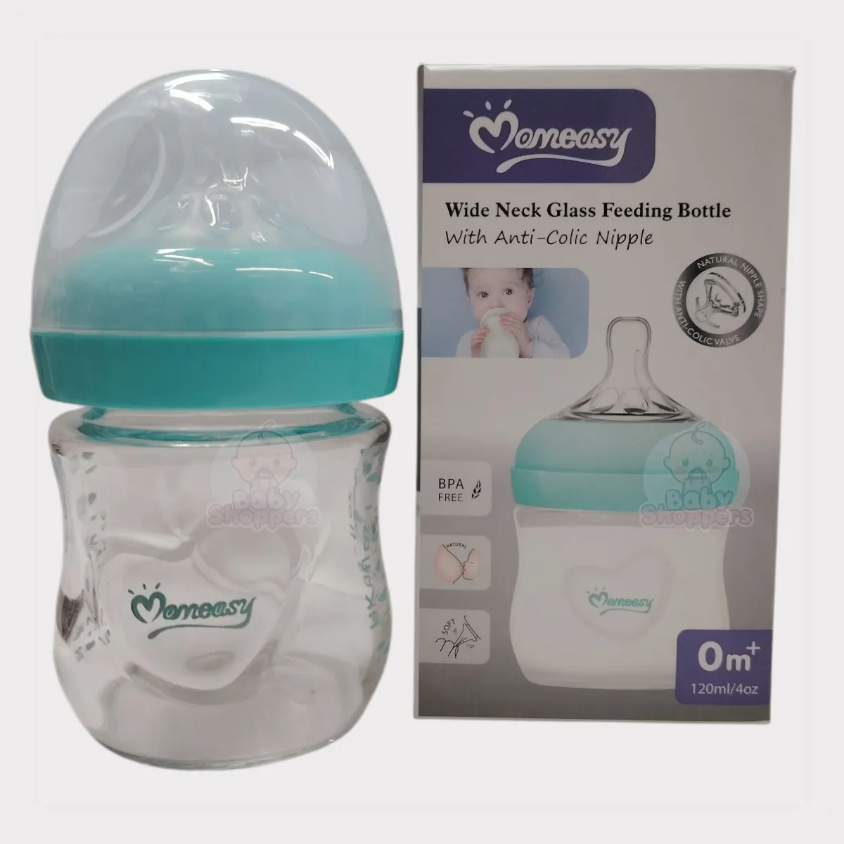 Momeasy Wide Neek Glass Feeding Bottle 0M+ 120ml Momeasy Wide Neek Glass Feeding Bottle 0M 120ml 1 Momeasy Wide Neek Glass Feeding Bottle 0M+ 120ml