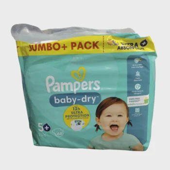 Pampers Baby-Dry Size-5+ (Jumbo Pack 68 Nappies) Weight 12-17 kg