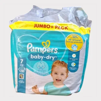 Pampers Baby-Dry Size-7 (Jumbo Pack 58 Nappies) Weight 15+ kg