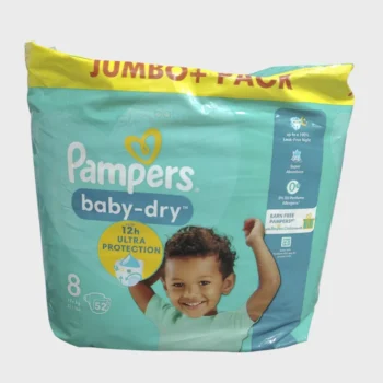 Pampers Baby-Dry Size-8 (Jumbo Pack 52 Nappies) Weight 17+ kg
