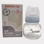 Rovco Baby Glass Feeding Bottle 6M+ 80ml