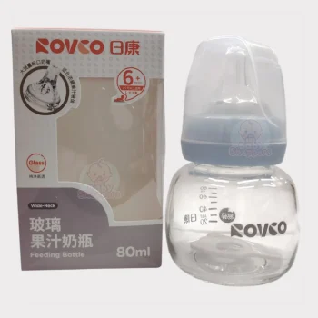 Rovco Baby Glass Feeding Bottle 6M+ 80ml