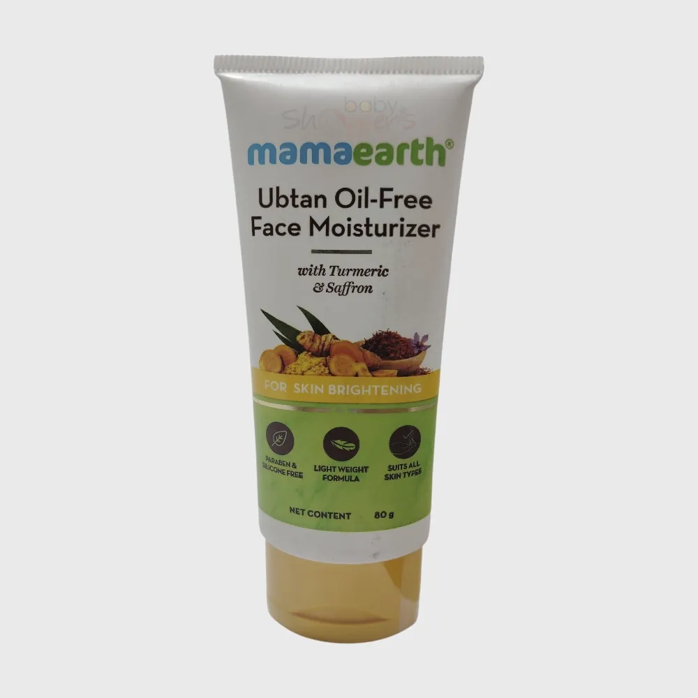 Mamaearth Ubtan Oil-Free Face Moisturizer with Turmeric & Saffron 80g Hydrate and brighten your skin with Mamaearth Ubtan Oil-Free Face Moisturizer 80g. Apply daily for radiant, soft, and refreshed skin.