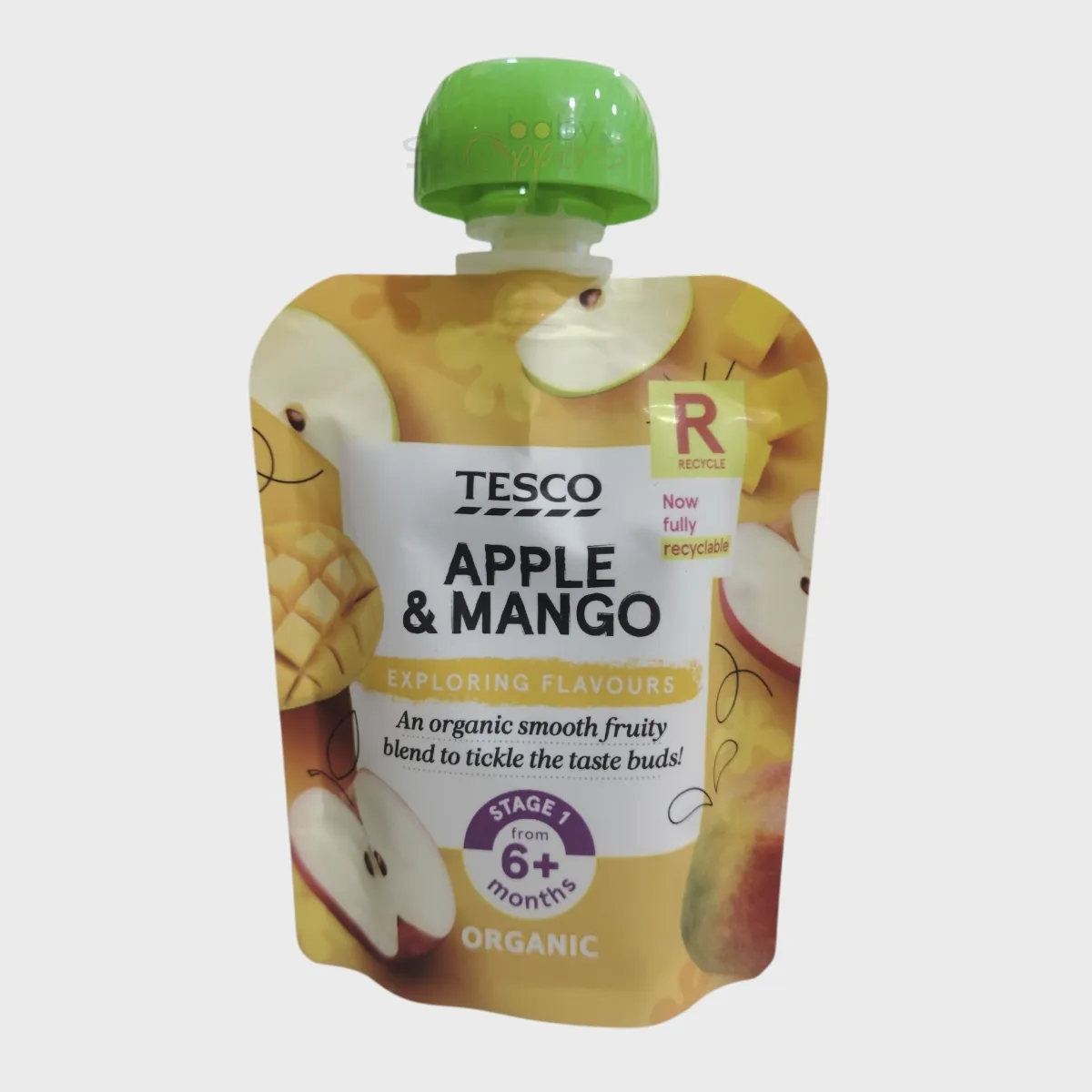 Tesco Organic Apple & Mango Pouch 6m+ 70g Tesco Organic Apple & Mango Pouch 6m+ 70g